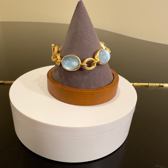 Julie Vos NWT authentic luxury minimalist Iridescent Chalcedony Blue Bracelet - Picture 11 of 17